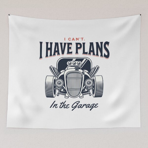 Artikelvorschau, I Can't. I Have Plans in the Garage Peach Statement Graphic entworfen und verkauft von arthouseflunky.