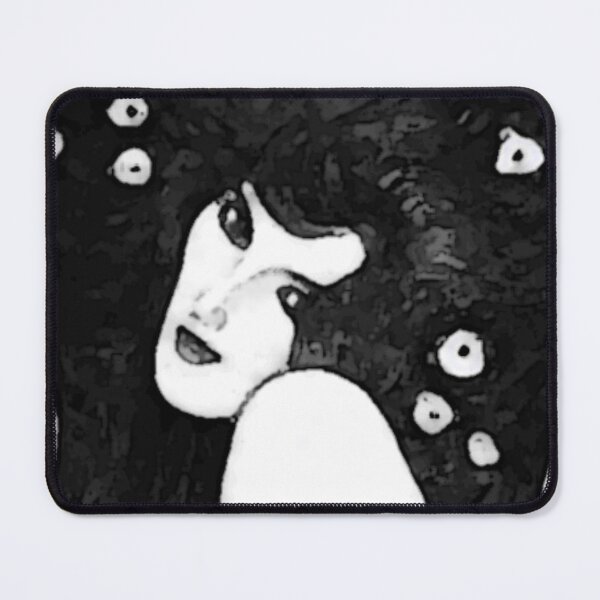 Item preview, Abstract Black and White Gustav Klimt Woman with Flowers in Her Long Hair Beethoven Friese Painting Monochromatic Halftone Effect Edit by Veda Graphic designed and sold by kattakitty.