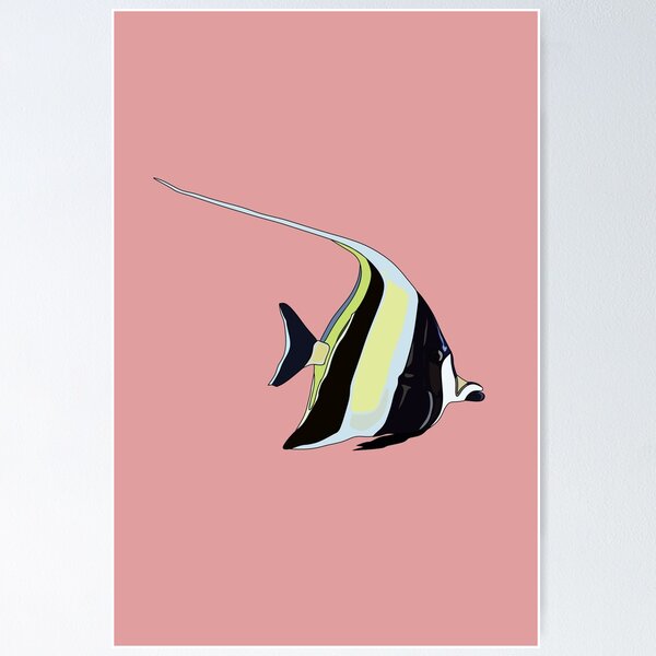 Item preview, Moorish idol fish cartoon illustration designed and sold by Misscartoon.