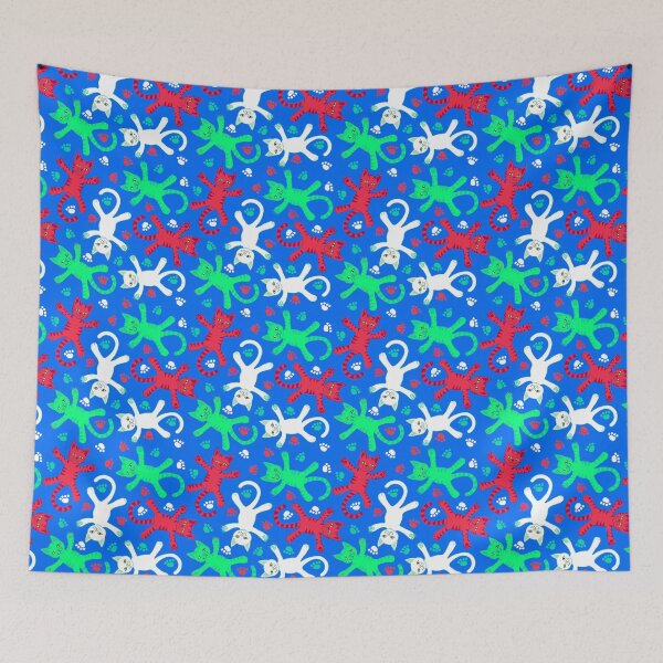 Item preview, Italian flying kitties on blue  designed and sold by QuirkyCatz.