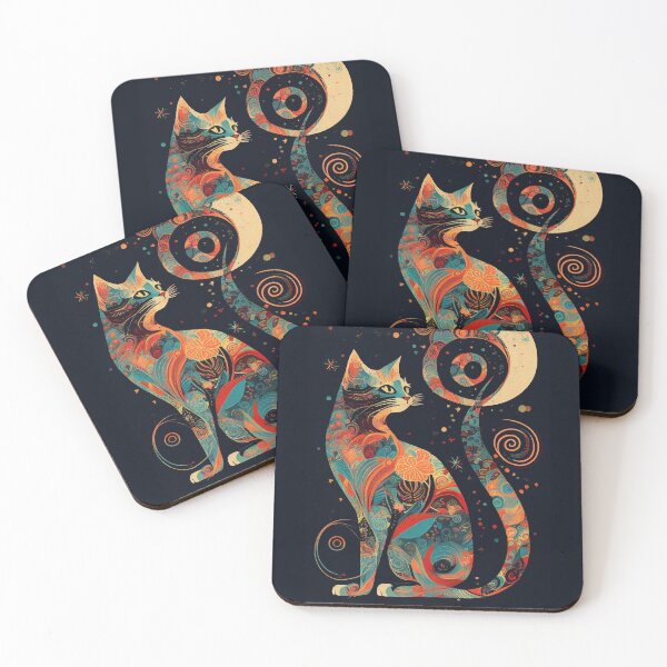 Item preview, Boho Cat 119 Abstract Art Print Painting Wall Decor designed and sold by winterkitty88.