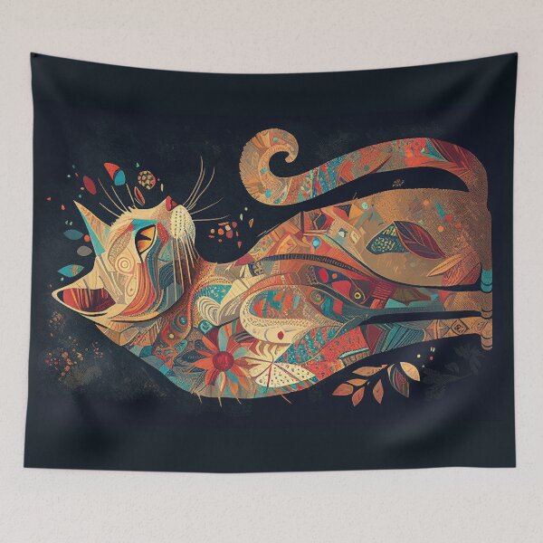 Item preview, Boho Cat 120 Abstract Art Print Painting Wall Decor designed and sold by winterkitty88.