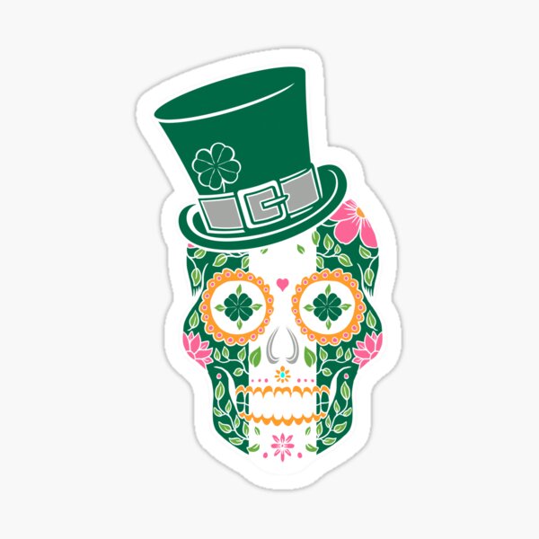 St. Patricks Irish Leprechaun Sugar Skull Sticker