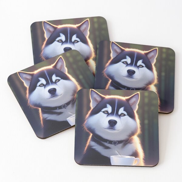 Item preview, Siberian Husky with a mug cup of morning coffee designed and sold by akwl-design.