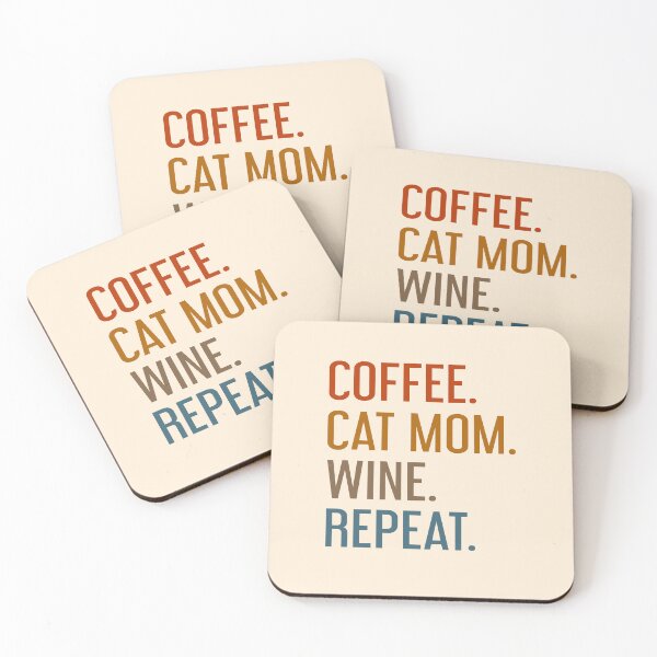 Item preview, Coffee Cat Mom Wine Repeat Retro Vintage Funny Cat Lover Pet Owner Gift designed and sold by EvengoDesign89.