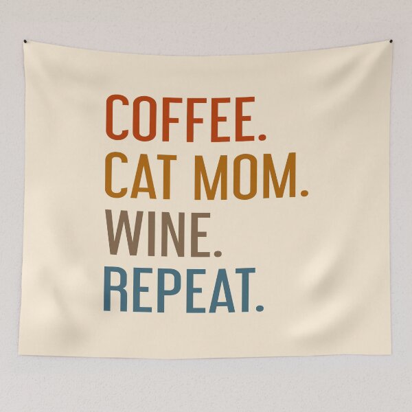 Item preview, Coffee Cat Mom Wine Repeat Retro Vintage Funny Cat Lover Pet Owner Gift designed and sold by EvengoDesign89.