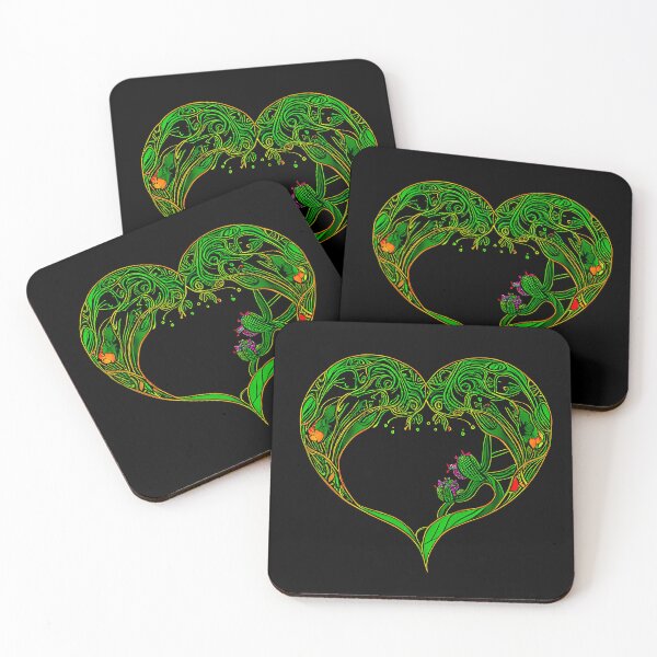 Item preview, #H123: Green and yellow cactus vine heart outline, Passion Hearts Pattern designed and sold by FarStarL33.