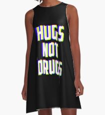 Hugs Not Drugs TV Glitch Effect - Anti-Drug Awareness Gift A-Line Dress