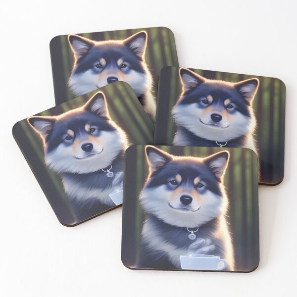 Item preview, Finnish Lapphund Lappie with a mug cup of morning coffee designed and sold by akwl-design.