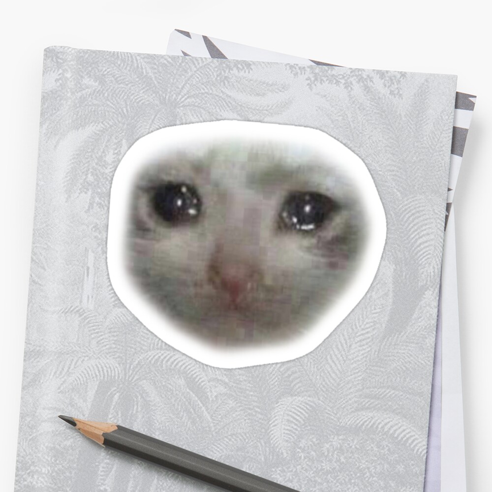 crying-teary-eyed-sad-cat-meme-sticker-by-cleverjane-redbubble