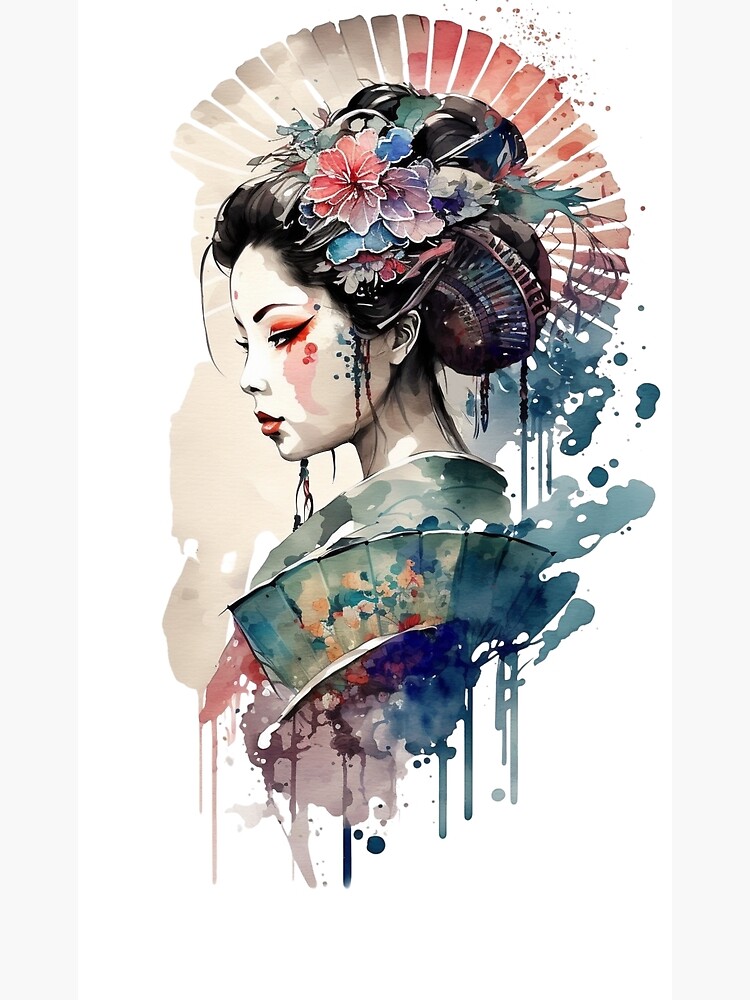 Geisha poster, Japan Style Art, Memoirs of Geisha, Poster deals Watercolor, Geisha Painting, Original Home Decor, Watercolor geisha art