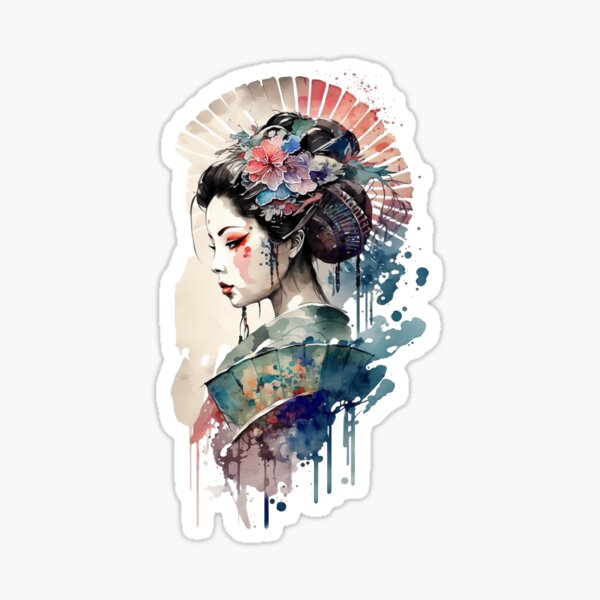 Item preview, Watercolor painting of a Geisha  designed and sold by inkdast.