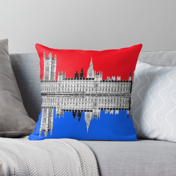 Palace Of Westminster - Red Throw Pillow