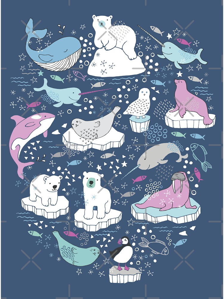 Arctic Animal Icebergs - blue and pink - fun pattern by Cecca Designs by Cecca-Designs