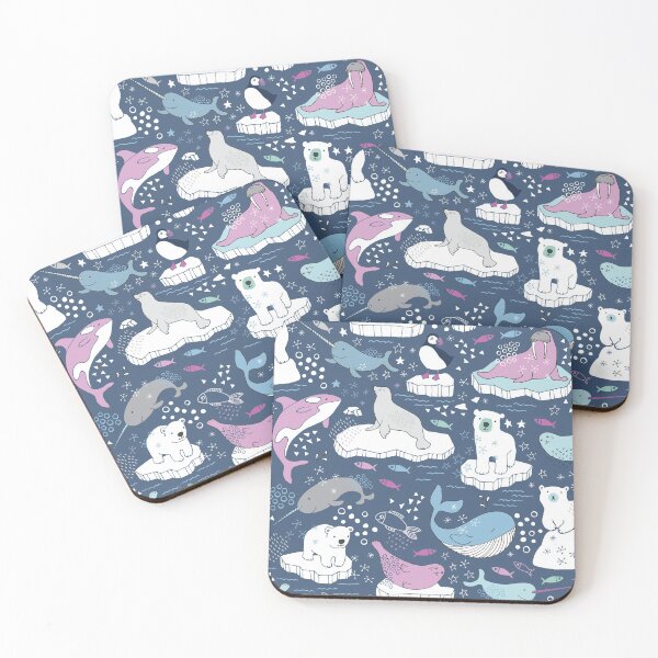 Item preview, Arctic Animal Icebergs - blue and pink - fun pattern by Cecca Designs designed and sold by Cecca-Designs.