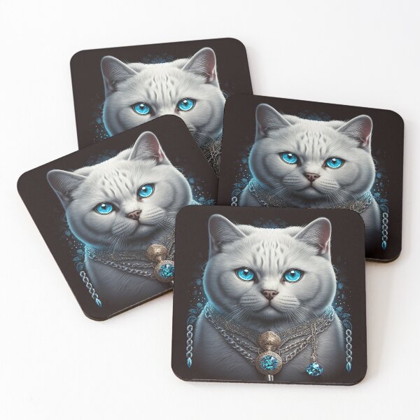 Artikelvorschau, White British Shorthair Cat Art entworfen und verkauft von Nocturne Paws.