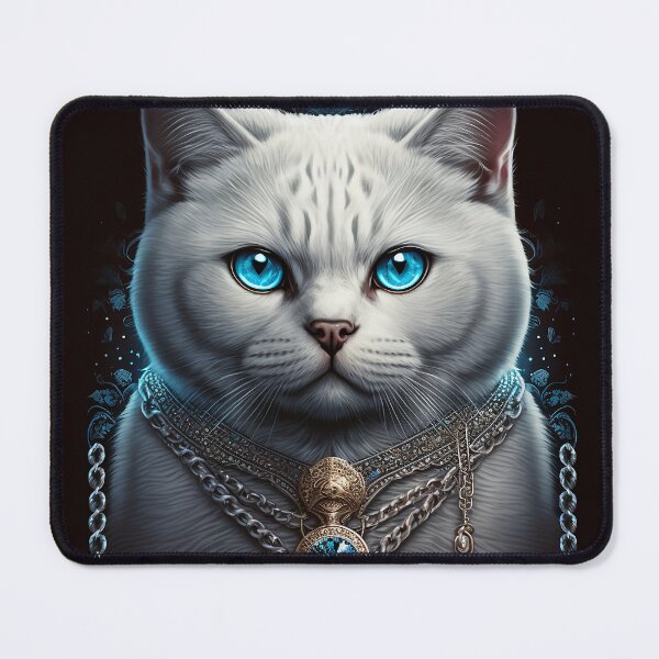 Item preview, White British Shorthair Cat Art designed and sold by Nocturne  Paws.