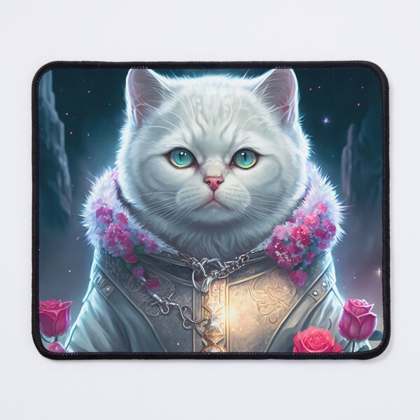 Item preview, White British Shorthair With Roses designed and sold by Nocturne  Paws.