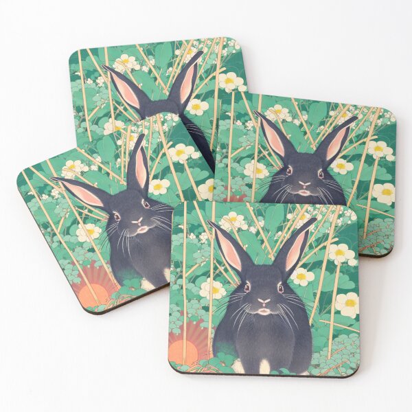 Item preview, Flower Journey with the Cottagecore Black American Fuzzy Lop Rabbit Sunny Day designed and sold by wigobun.