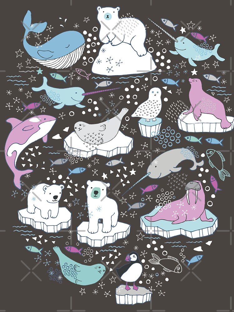 Thumbnail 7 of 7, Classic T-Shirt, Arctic Animal Icebergs - blue and pink - fun pattern by Cecca Designs designed and sold by Cecca-Designs.