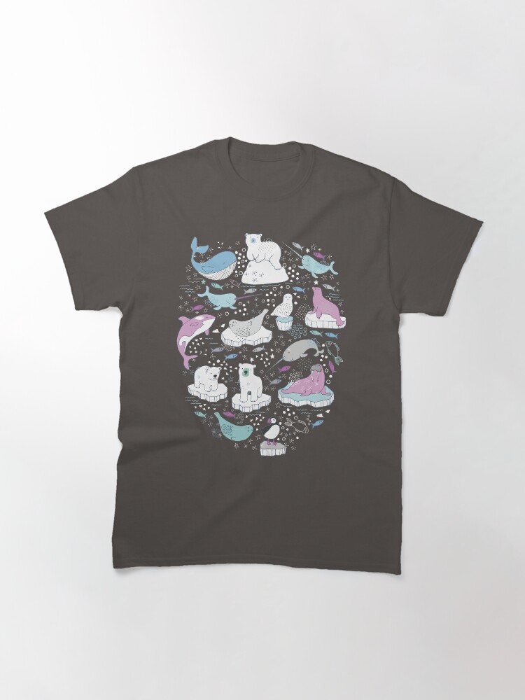 Thumbnail 3 of 7, Classic T-Shirt, Arctic Animal Icebergs - blue and pink - fun pattern by Cecca Designs designed and sold by Cecca-Designs.