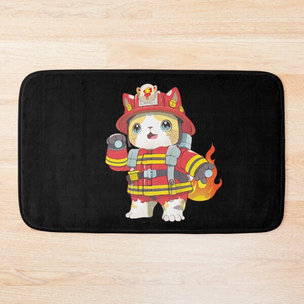 Item preview, Cat Firefighter Cartoon Anime Style Colorful Animal designed and sold by AnimalArtPhotos.