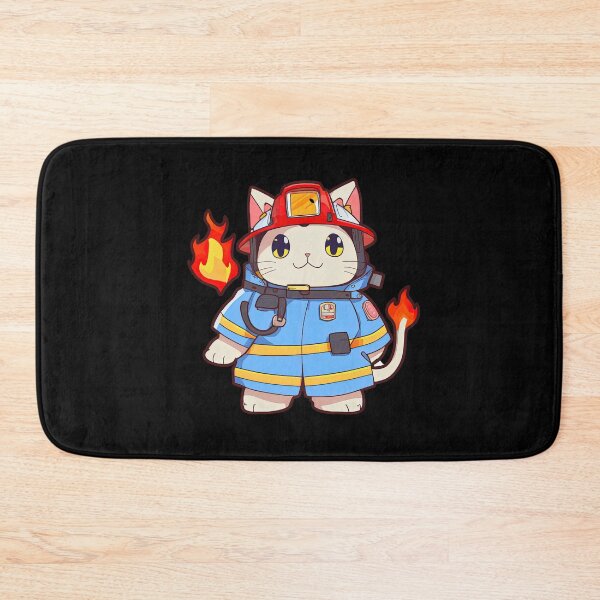 Item preview, Cat Firefighter Cartoon Anime Style Animal designed and sold by AnimalArtPhotos.