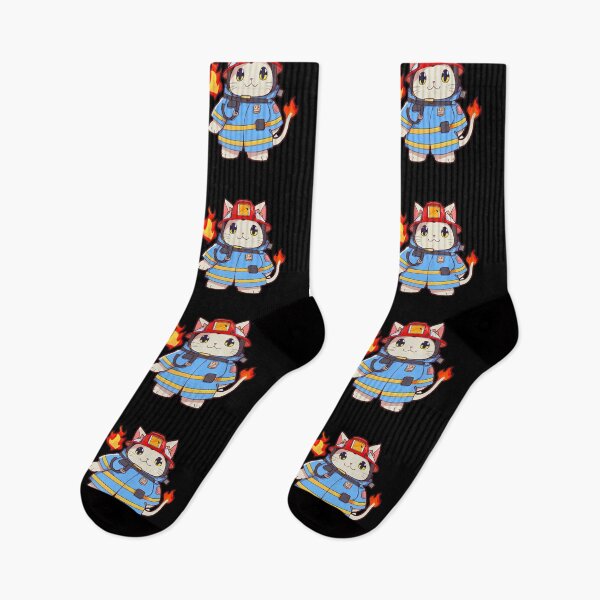 Item preview, Cat Firefighter Cartoon Anime Style Animal designed and sold by AnimalArtPhotos.