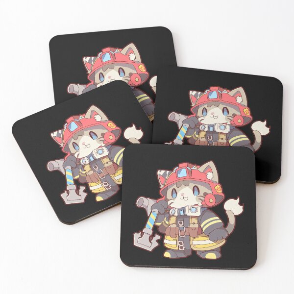 Item preview, Firefighter Cat Cartoon Anime Style Animal designed and sold by AnimalArtPhotos.