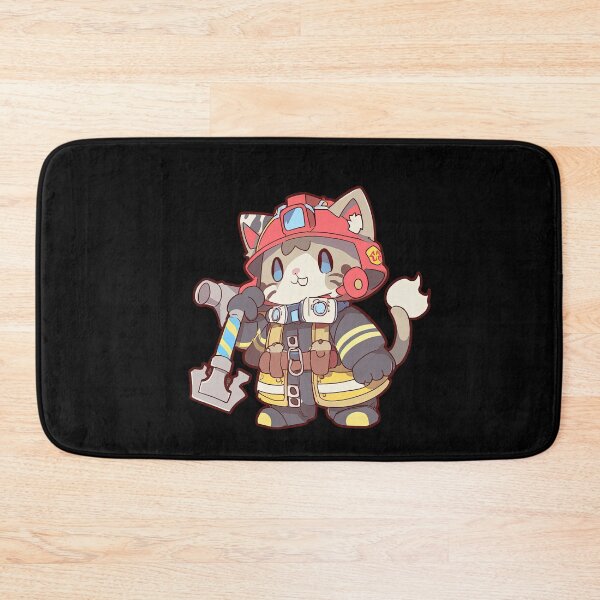 Item preview, Firefighter Cat Cartoon Anime Style Animal designed and sold by AnimalArtPhotos.