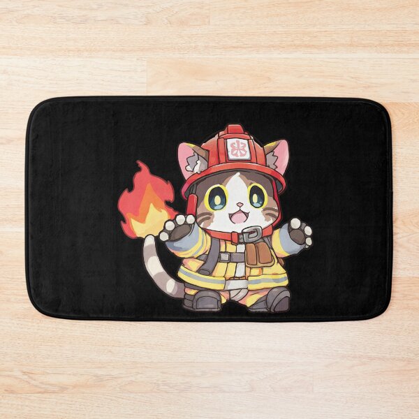 Item preview, Cute Cat Fireman Cartoon Anime Style Animal designed and sold by AnimalArtPhotos.