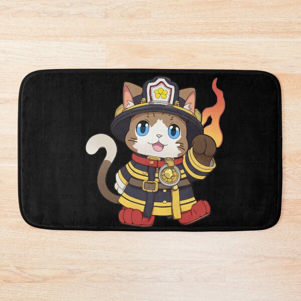 Item preview, Cute Cat Fireman Cartoon Anime Style Animal designed and sold by AnimalArtPhotos.