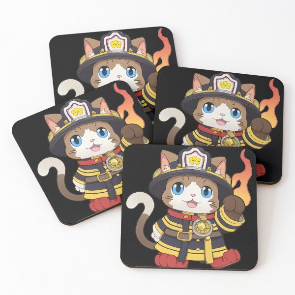 Item preview, Cute Cat Fireman Cartoon Anime Style Animal designed and sold by AnimalArtPhotos.
