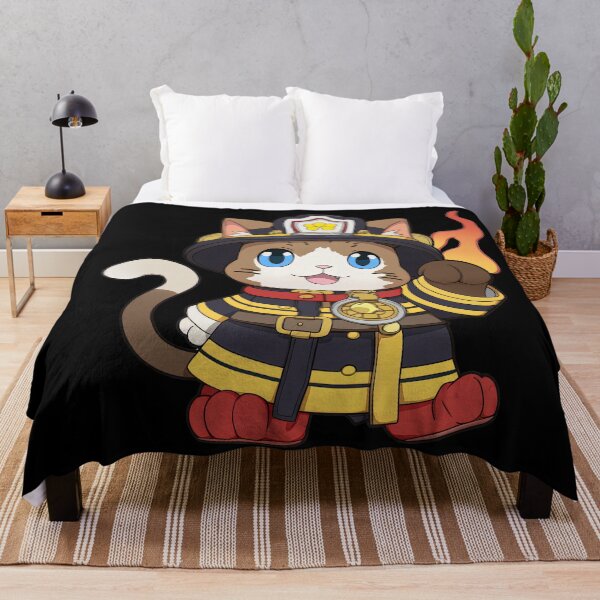 Item preview, Cute Cat Fireman Cartoon Anime Style Animal designed and sold by AnimalArtPhotos.
