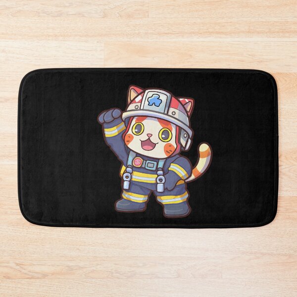 Item preview, Firefighting Cat Cartoon Anime Style Animal designed and sold by AnimalArtPhotos.