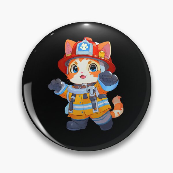 Item preview, Cute Firefighting Cat Cartoon Anime Style Animal designed and sold by AnimalArtPhotos.