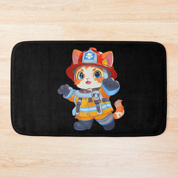 Item preview, Cute Firefighting Cat Cartoon Anime Style Animal designed and sold by AnimalArtPhotos.