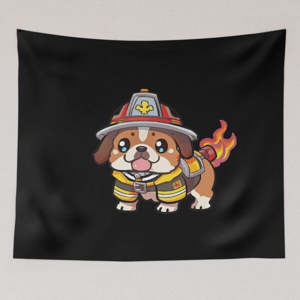 Item preview, Dog Fireman Cartoon Anime Style Animal designed and sold by AnimalArtPhotos.