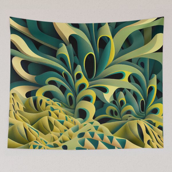 Aperçu de l'œuvre Green Desert Modern Pattern Digital Painting créée et vendue par CodeAndColors.