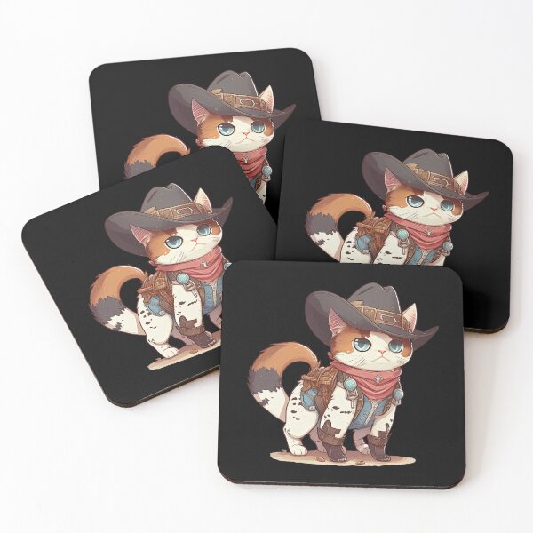 Item preview, Cute Cowboy Cat Cartoon Anime Style Animal designed and sold by AnimalArtPhotos.