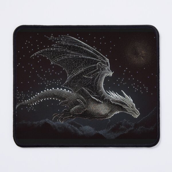Item preview, Dragon flying through Night, Ascii themed, Generated by AI designed and sold by dragonwolfpack.