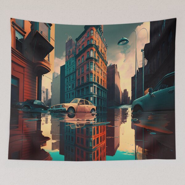 Item preview, Flooded City - AI Art designed and sold by AgitProPrints.