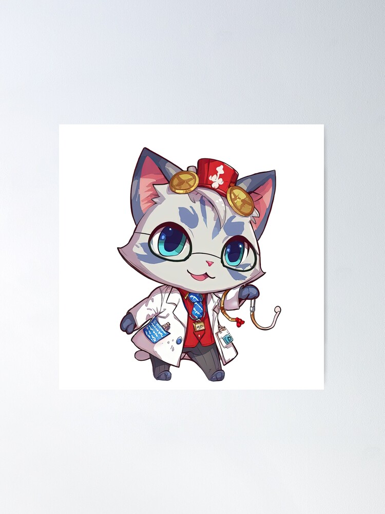 Cat Police Officer Cartoon Anime Style Animal Sticker for Sale by  AnimalArtPhotos