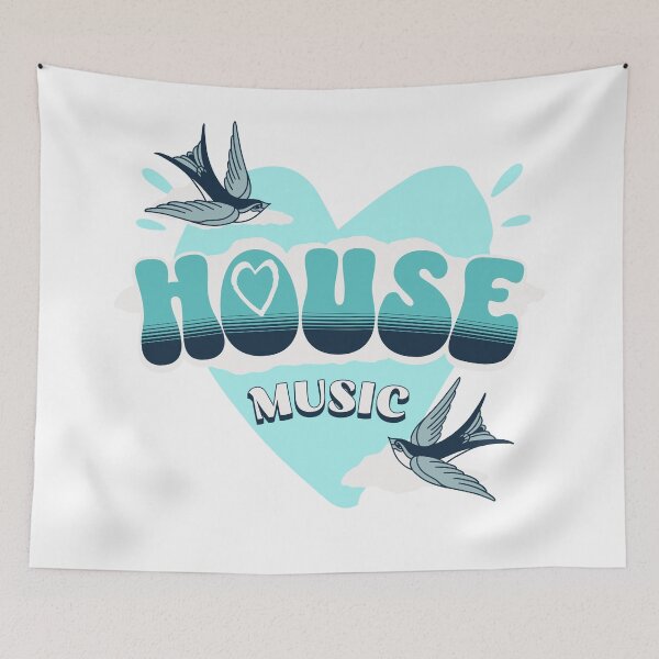 Item preview, HOUSE MUSIC  - HOUSE Is Where The Heart Is (blue)  designed and sold by Discothreadz.