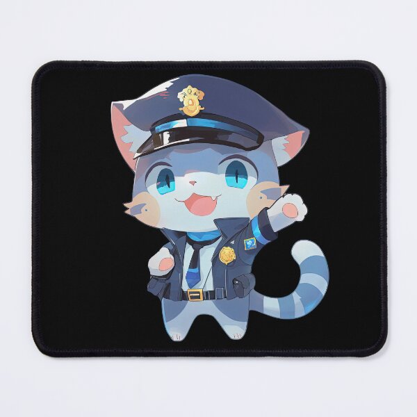 Item preview, Cute Cat Police Officer Cartoon Anime Style Animal designed and sold by AnimalArtPhotos.