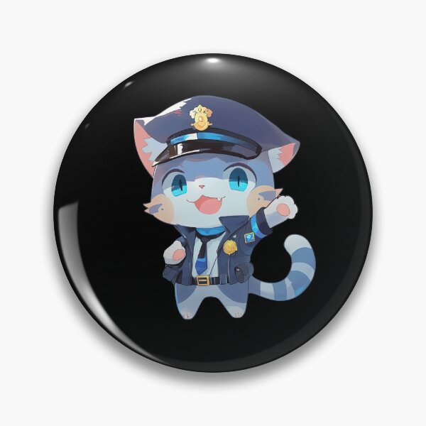 Item preview, Cute Cat Police Officer Cartoon Anime Style Animal designed and sold by AnimalArtPhotos.