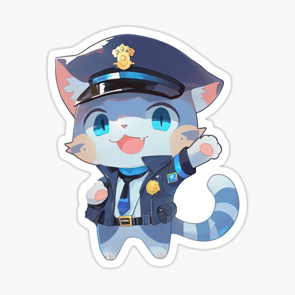 Cat Police Officer Sticker for Sale by ElleeKat