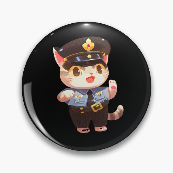 Item preview, Police Cat Officer Cartoon Anime Style Animal designed and sold by AnimalArtPhotos.