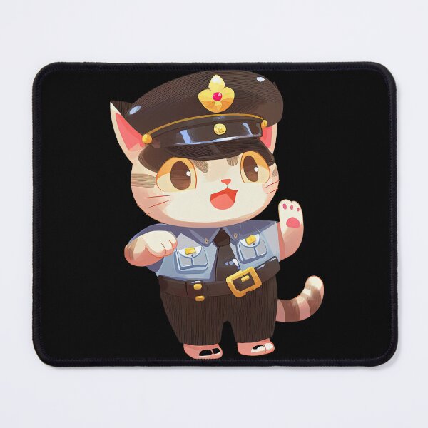 Item preview, Police Cat Officer Cartoon Anime Style Animal designed and sold by AnimalArtPhotos.