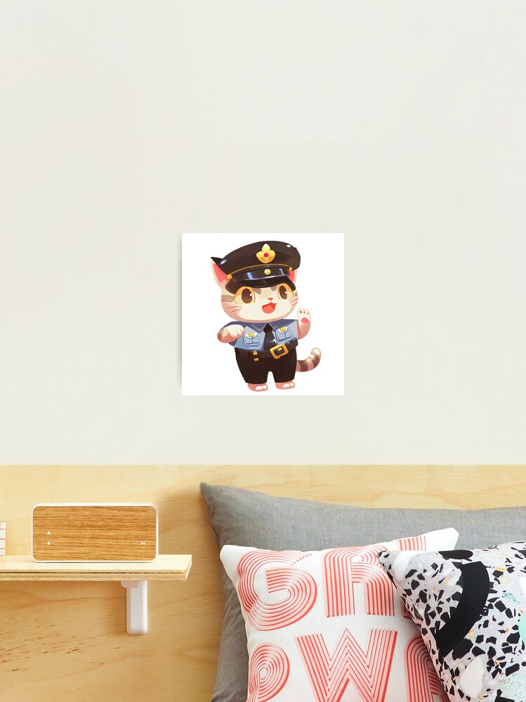 Cat Police Officer Cartoon Anime Style Animal Sticker for Sale by  AnimalArtPhotos